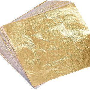 100 Sheets Imitation Gold Leaf for Art, Crafts Decoration, Gilding Crafting, Frames, (14 cm x 14 cm)