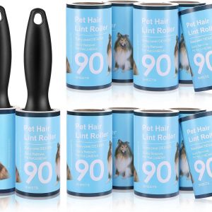 Set Rulli Levapelucchi,12 pezzi Rullo di Lanugine Rullo Adesivo Peli Spazzola Adesiva Rullo Spazzola Rotoli Peli Animali Spazzola Leva Pelucchi Cane e Gatto Lint Roller( 1080 fogli in totale)